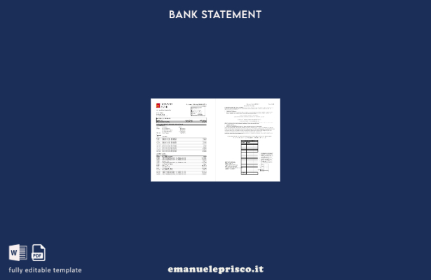 modello Excel (pagine) di estratto conto aziendale stile verificato USA Maryland